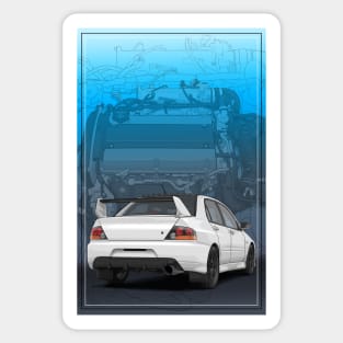 Evo 9 Illustration with 4G63 engine Sticker